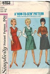 6103 EZ 65 SS-LS BLOUSE A-SKIRT, JUMPER PATTERN TEEN 14 34''